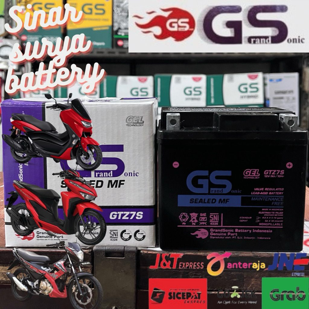 Aki kering GTZ7S untuk Vario 125,150 injeksi, Satria FU 150, NMAX new model dll Merek GSMF GRANDSONI