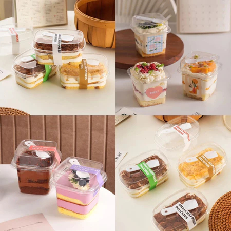 10PCS KOREAN Dessert box + Sendok Cup Kotak Box Dessert Cake Tiramisu Cup Dessert