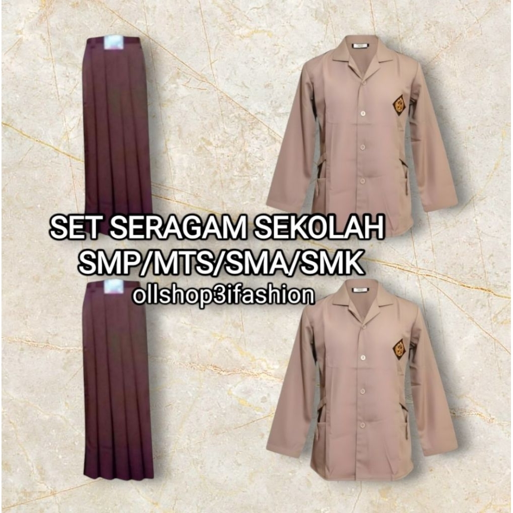 setelan sekolah SMP/SMA Rok RA PRAMUKA panjang &Baju Pramuka lengan panjang perempuan