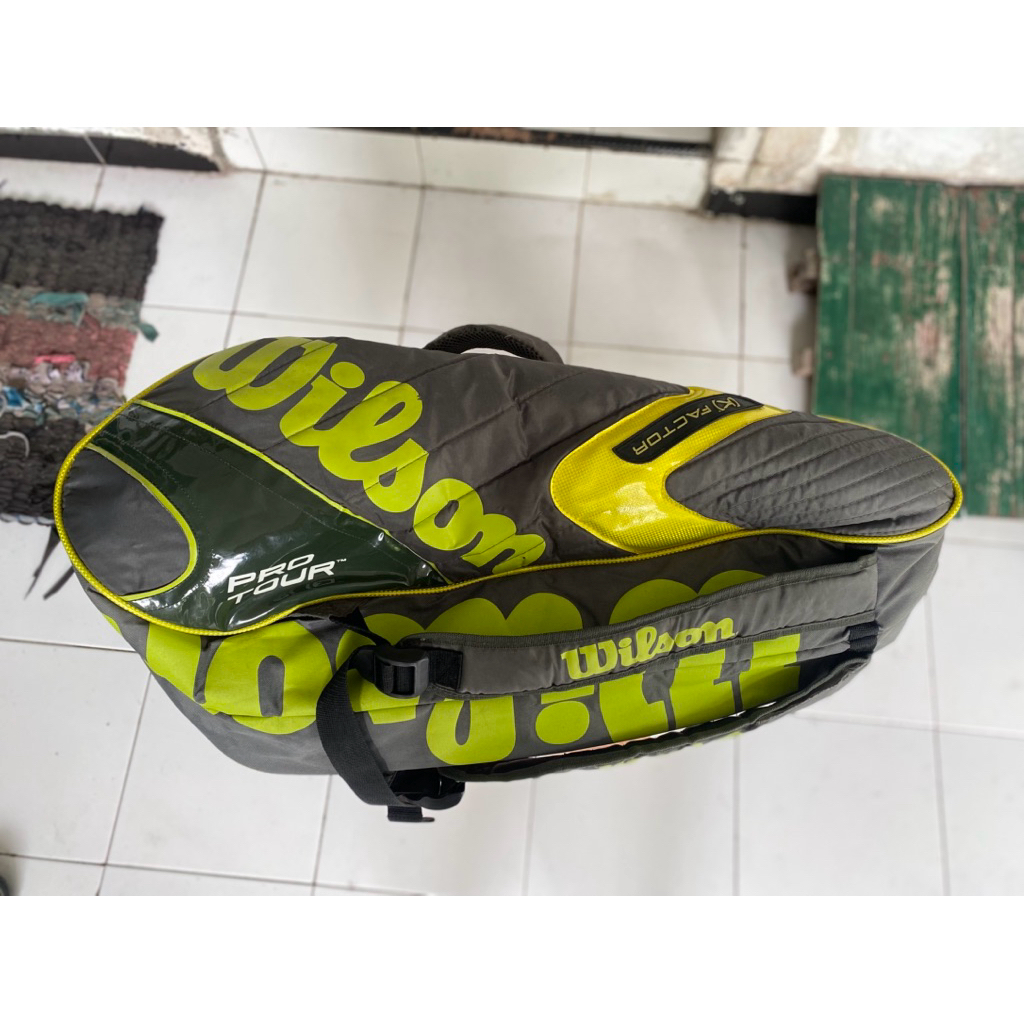 Tas Raket Tennis Wilson K Factor Warna Hijau-Abu (Bekas)