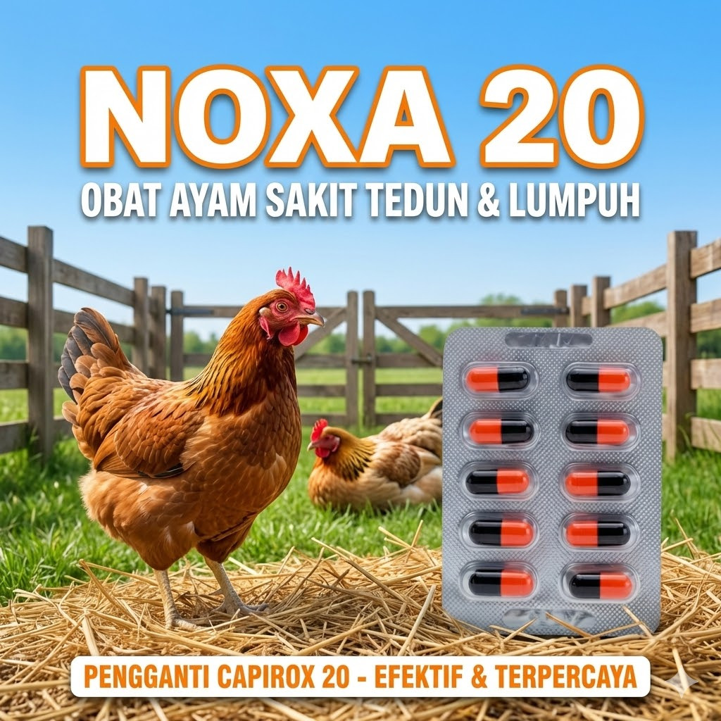 NOXA 20 PENGGANTI CAPIROX 20 OBAT AYAM SAKIT TEDUN KAKI LUMPUH KAKI BENGKAK HARGA JAUH LEBIH MURAH