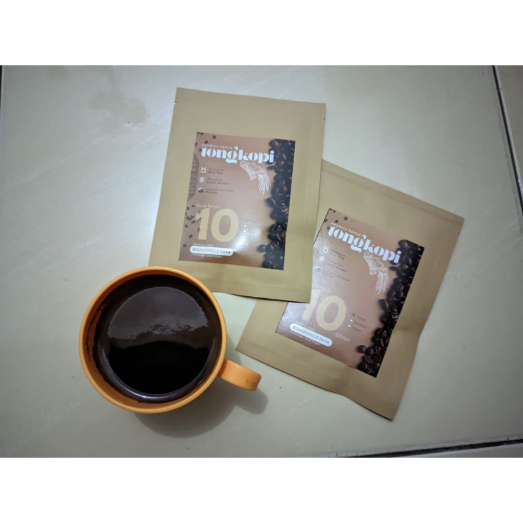 Kopi Drip Bag Arabika Papua TongKopi 10g - Kopi Hitam Sachet Praktis Tanpa Ampas Halal