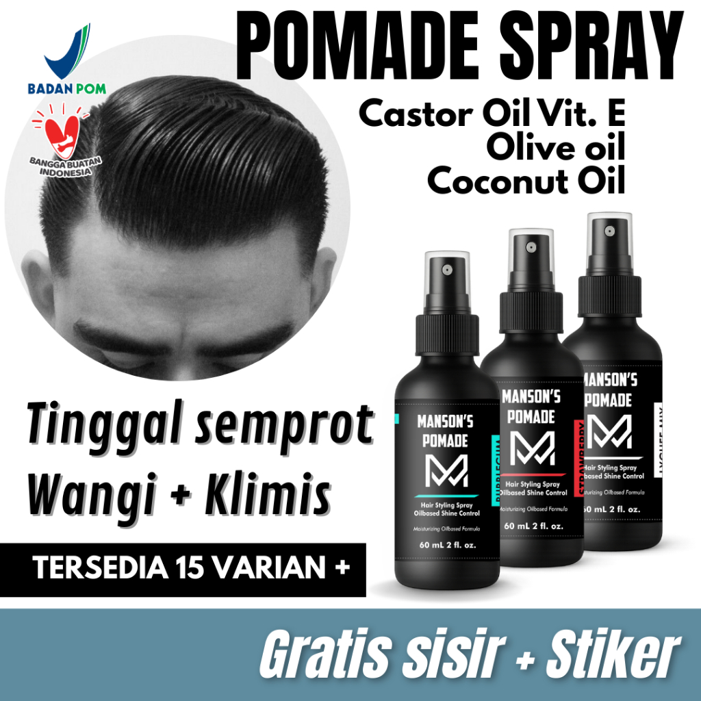 MANSON'S POMADE SPRAY 60mL | Original Manson's 100% | Pomade Spray Semprot Grosir | Bukan waterbased