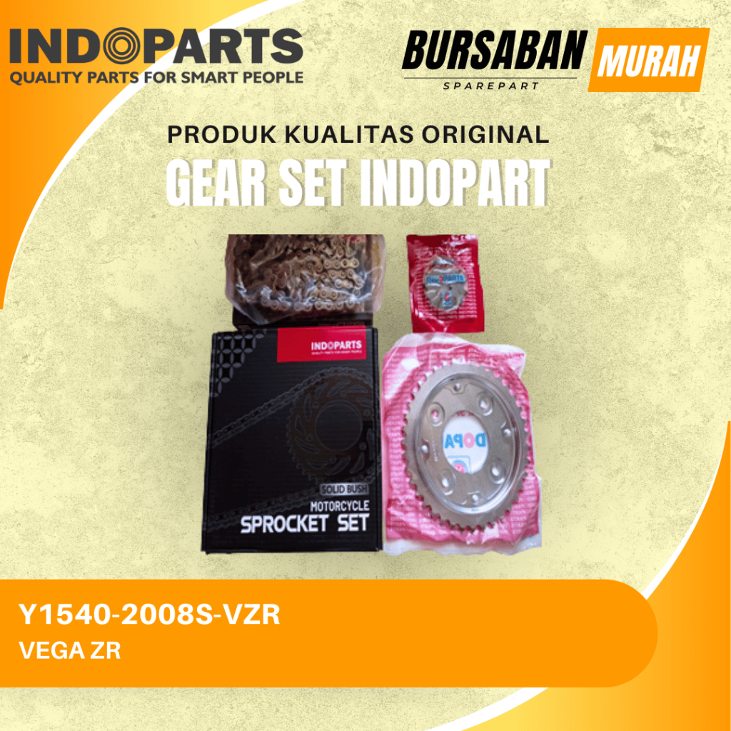 GEAR SET CHAIN KIT (SOLID BUSH) INDOPART Y1540-2008S-VZR VegaZR ORIGINAL MURAH