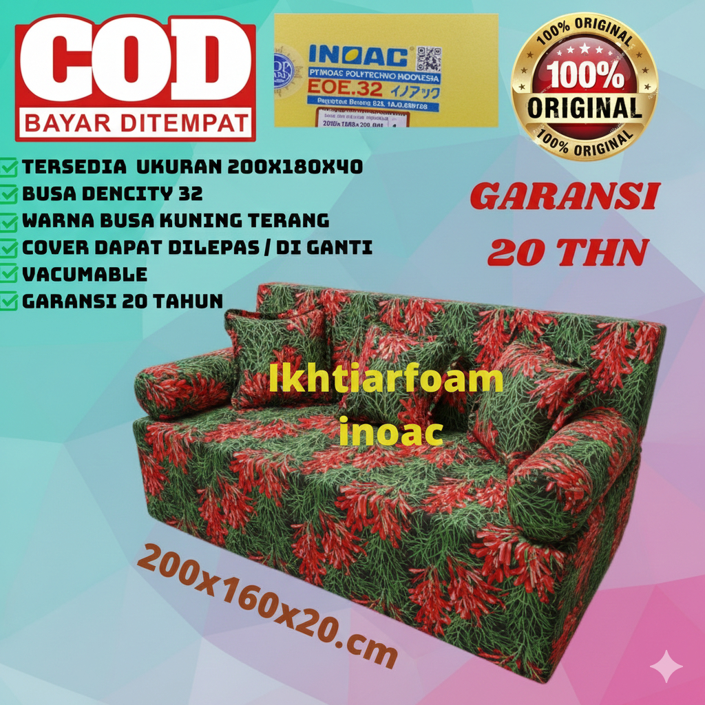 SOFA BED Kasur Sofabed inoac Kasur Inoac murah no.2 Tebal 20 cm Ukuran 200x160x20 cm Garansi 20tahun