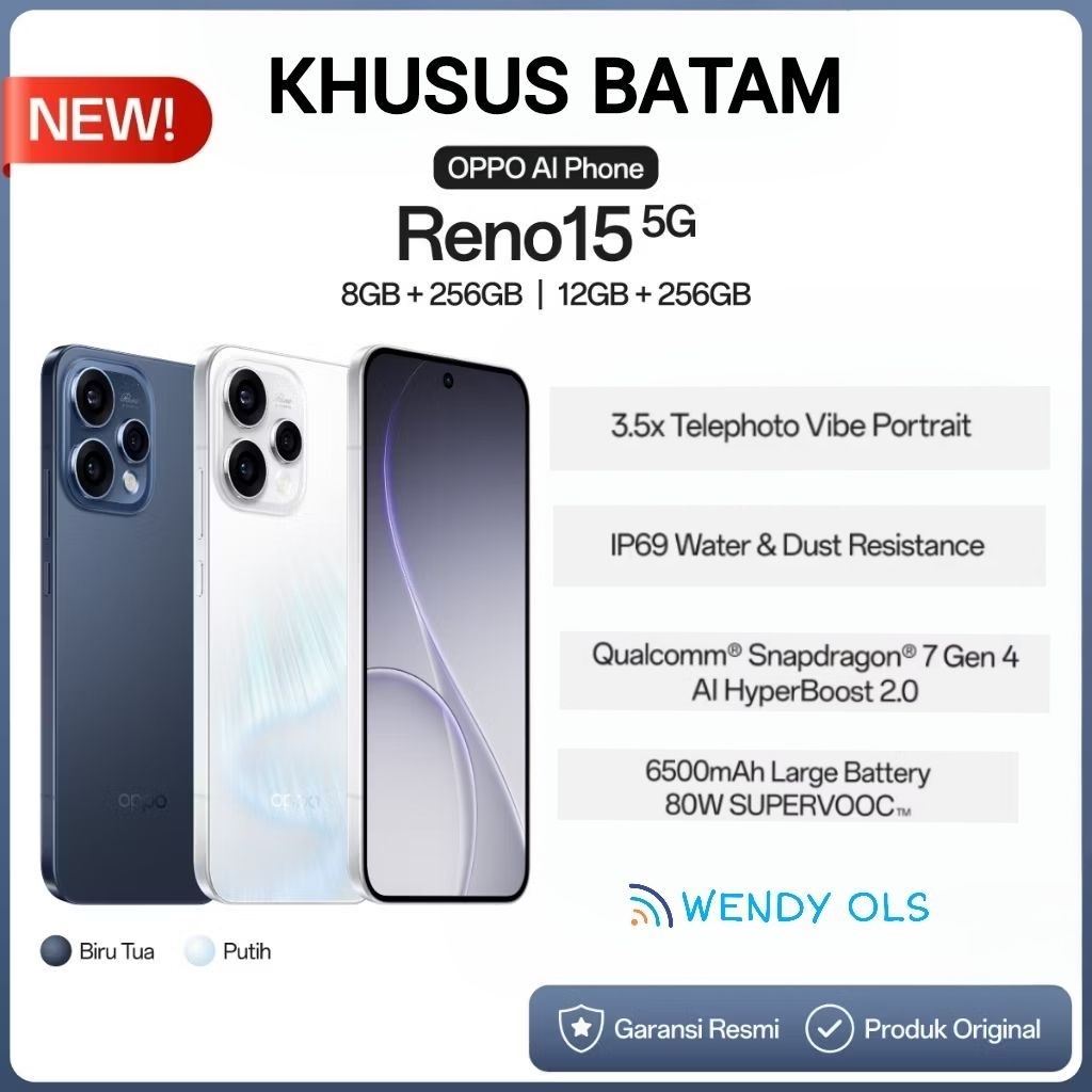 Oppo Reno 15 5G Ram 8/256GB 12/256GB Original New Garansi Resmi Indonesia