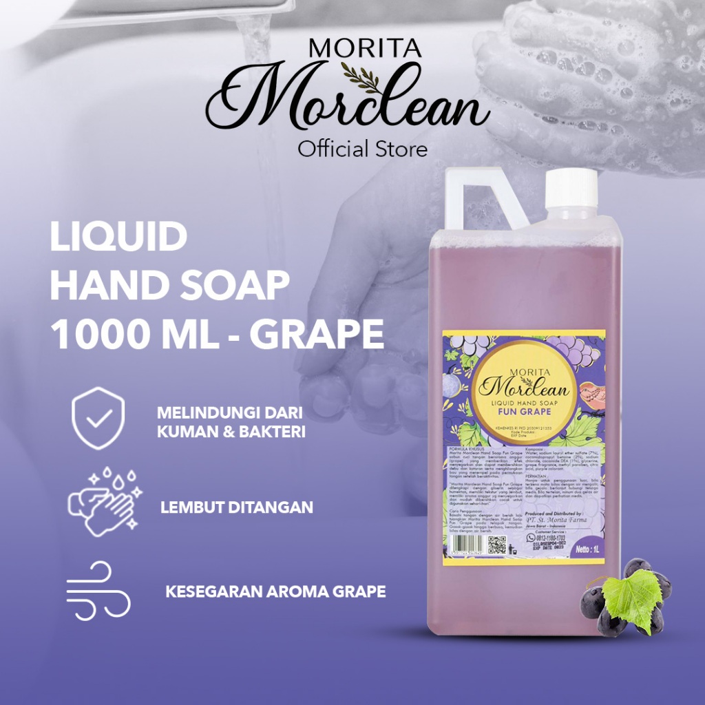 MORITA MORCLEAN Liquid Hand Soap Anggur 1L/Sabun Cuci Tangan Cair/ Sabun Cuci Tangan Premium/ Sabun 