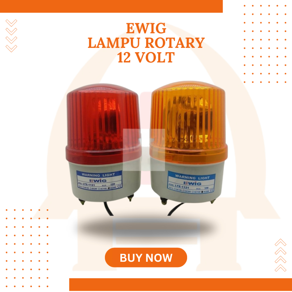 EWIG Rotary 4 Inch Warning Light/Lampu Darurat Bohlam 4 " Rotary Warning Light 12V DC TAB ASLI - Kun
