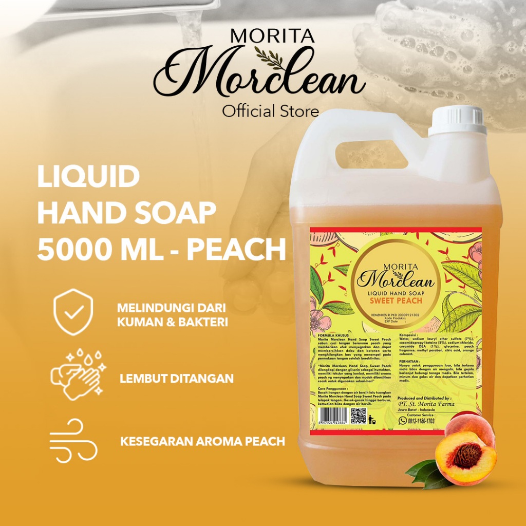 MORITA MORCLEAN Liquid Hand Soap Peach 5L/Sabun Cuci Tangan Cair/ Sabun Cuci Tangan Premium/ Sabun C