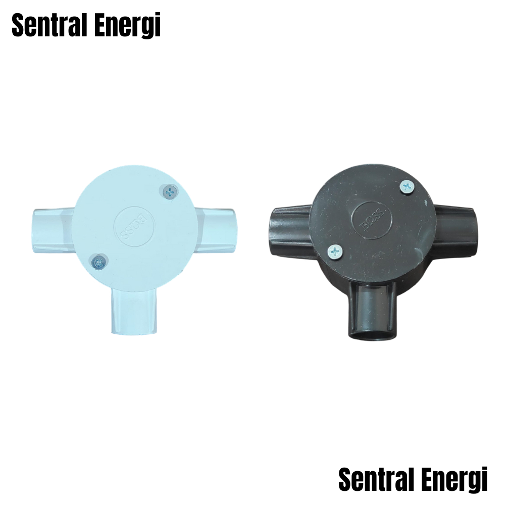 T Dos / T Dus / Tee Dos Cabang 3 20mm Boss Putih & Hitam