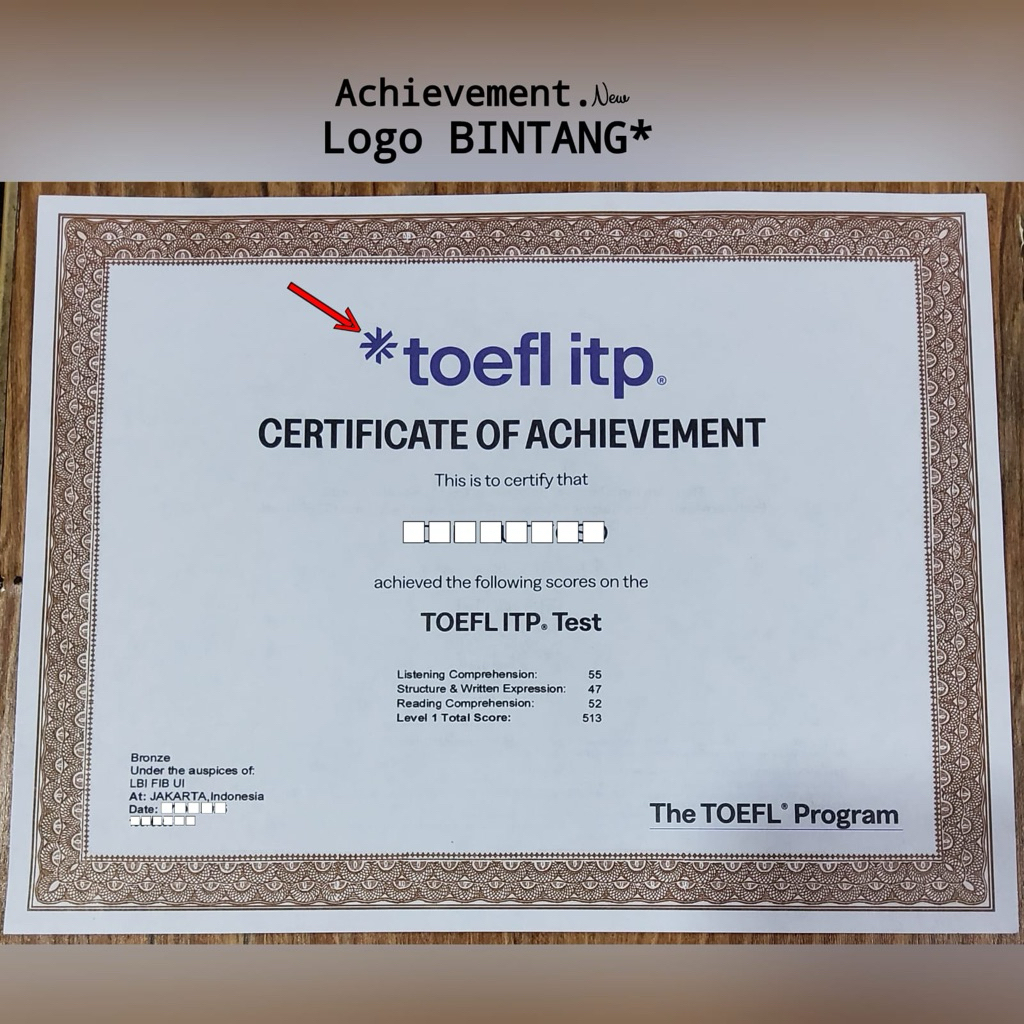 TOEFL ITP ETS LOGO BINTANG TOEFL ITP ACHIEVMENT ETS