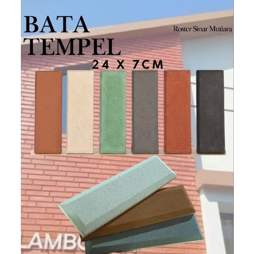 Bata Tempel Bevel Variasi warna lengkap (24x7x2cm) dekorasi dinding indoor & outdoor