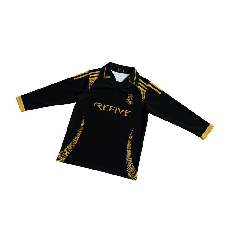 Refive- Jersey VINTAGE Long Sleeve Retro Jersey REAL MADRID 3 Atasan Tangan Panjang Pria Dan Wanita 