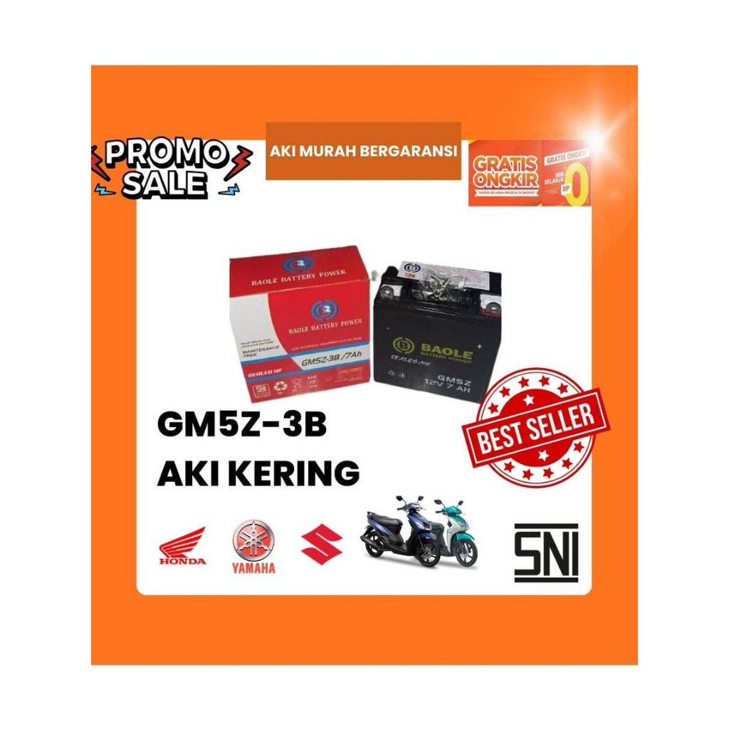 Aki BAOLE GM5Z-3B7ah ORIGINAL Untuk Vega R,Grand,dll