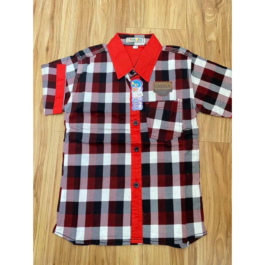 Kemeja Pendek Lois Pria Original Sale kotak kotak/anak laki laki warna merah