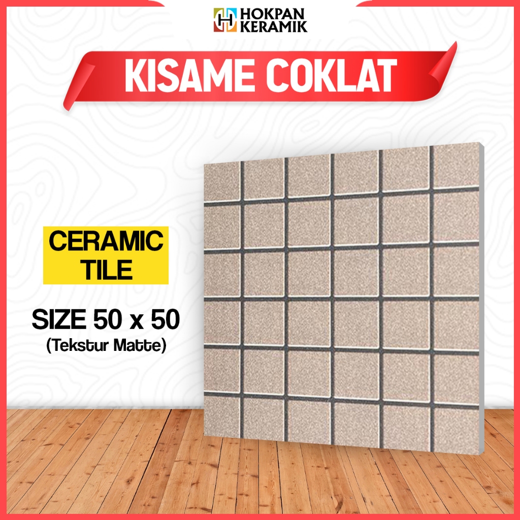 Keramik Lantai Ukuran 50x50 Motif Kisame Coklat Matte - Hokpan Keramik