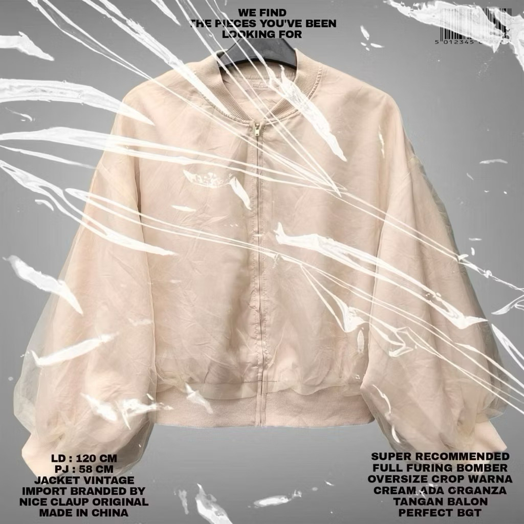 FLASMA/NICE CLAUP ORIGINAL BOMBER JACKET BALON KOREAN STYLE/JACKET OVERSIZE BALON BOMBER CREAM BROWN