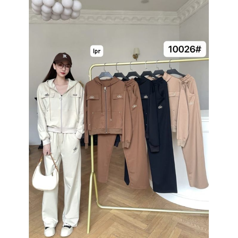 One set / setelan wanita Hoodie Ola bahan kaos tebal import premium