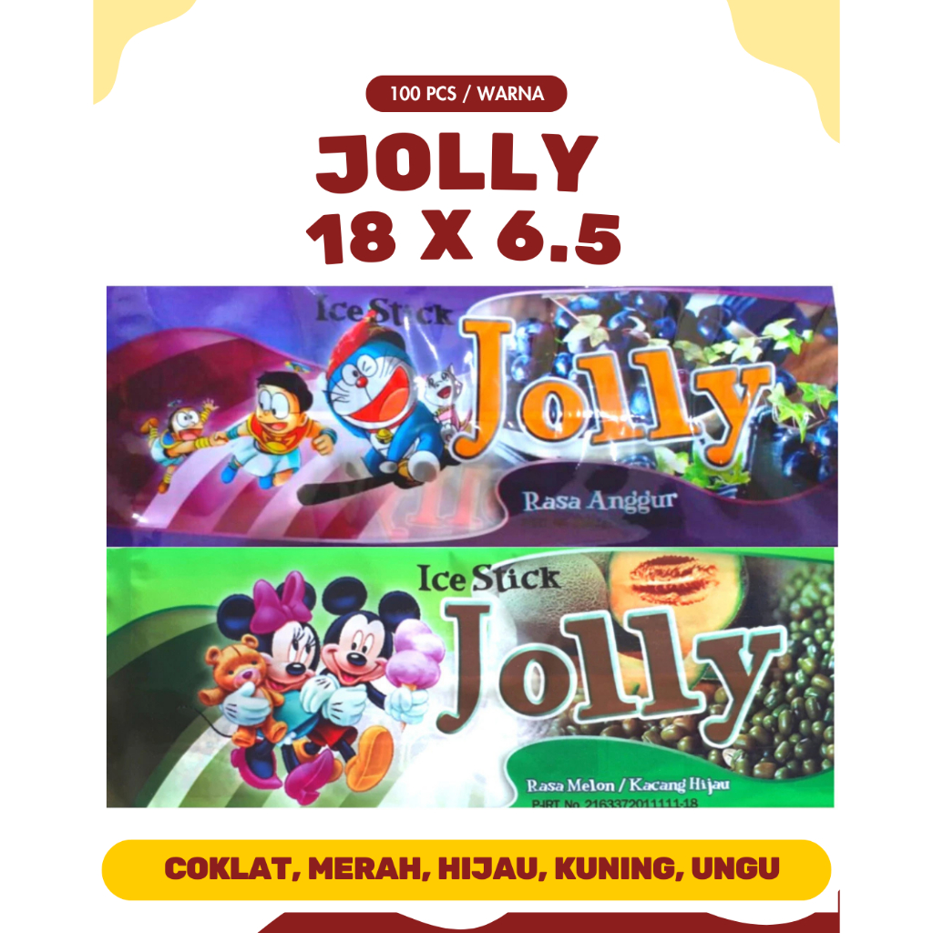 Kemasan Es Krim Loli Plastik 100 Lembar Isi 100 Kemasan Ice Cream Lilin Karakter Lucu