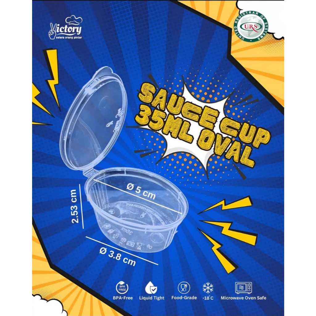 Cup Sauce 35 ml +Tutup Sambung Merek VICTORY HARGA 1 KARTON ISI 1,200 PCS