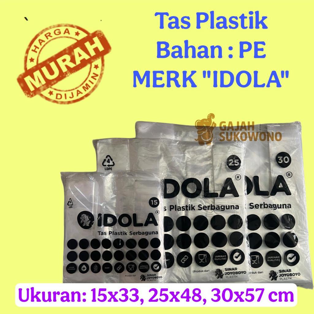 Kantong Tas Plastik Kresek Bahan PE merk Idola 15 25 30 Serbaguna Aman Bening Transparan Foodgrade K