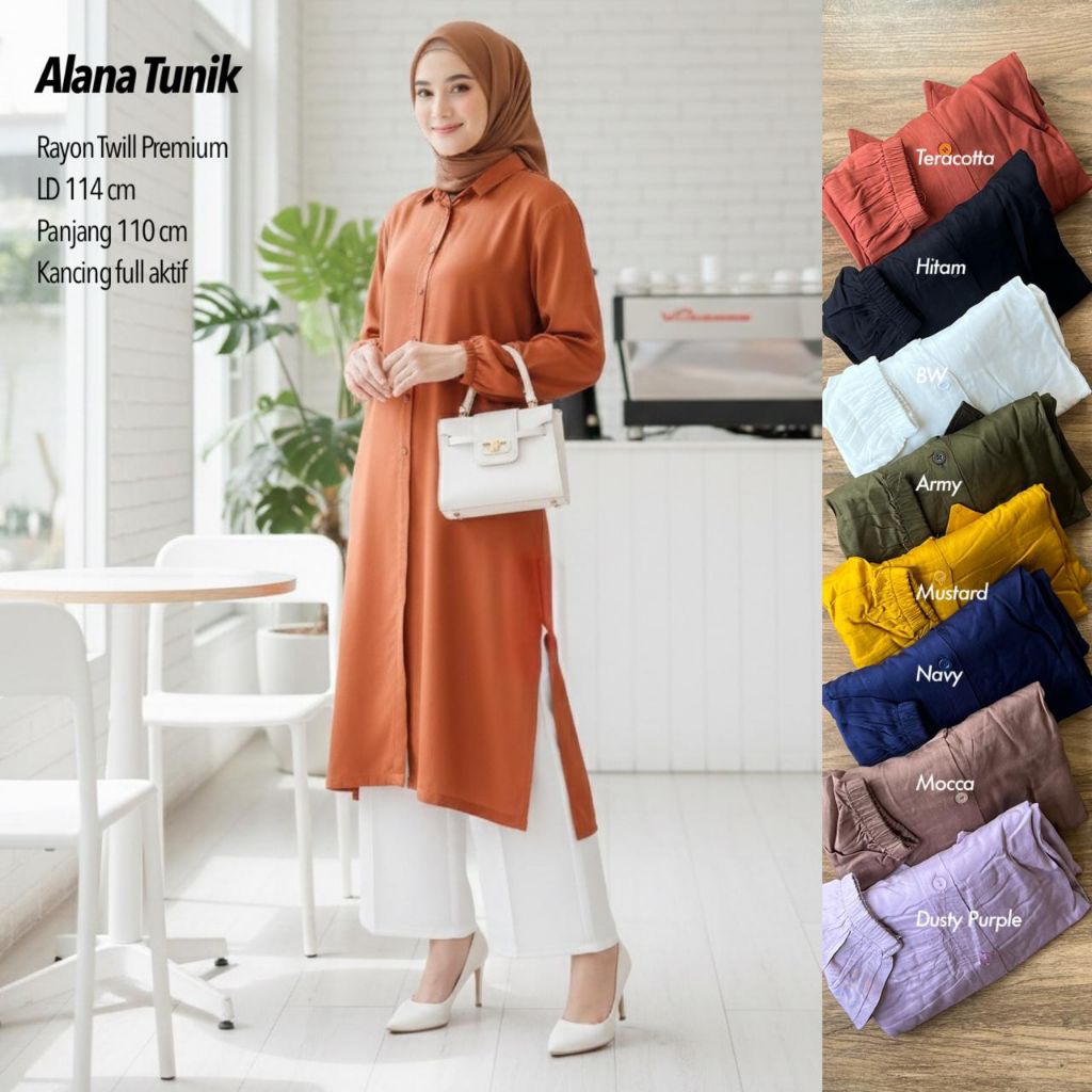 ALANA TUNIK RAYON TWILL / Long Tunik Rayon Twill XL