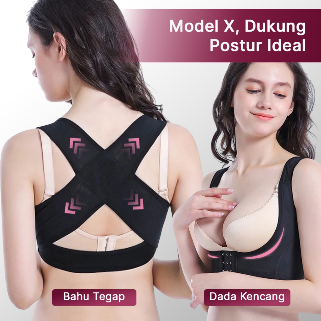 Korset Body Harness Punggung Breast Support Penyangga Dada Wanita Body Harness Korektor Postur Pungg