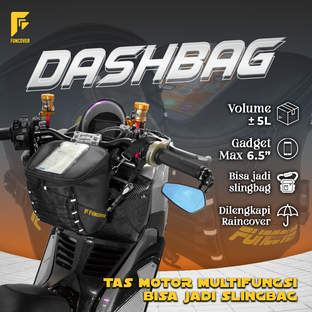 Tas Motor Stand phone Holder HP Dashbag Tankbag Kapasitas besar Selempang Waterproof Nmax