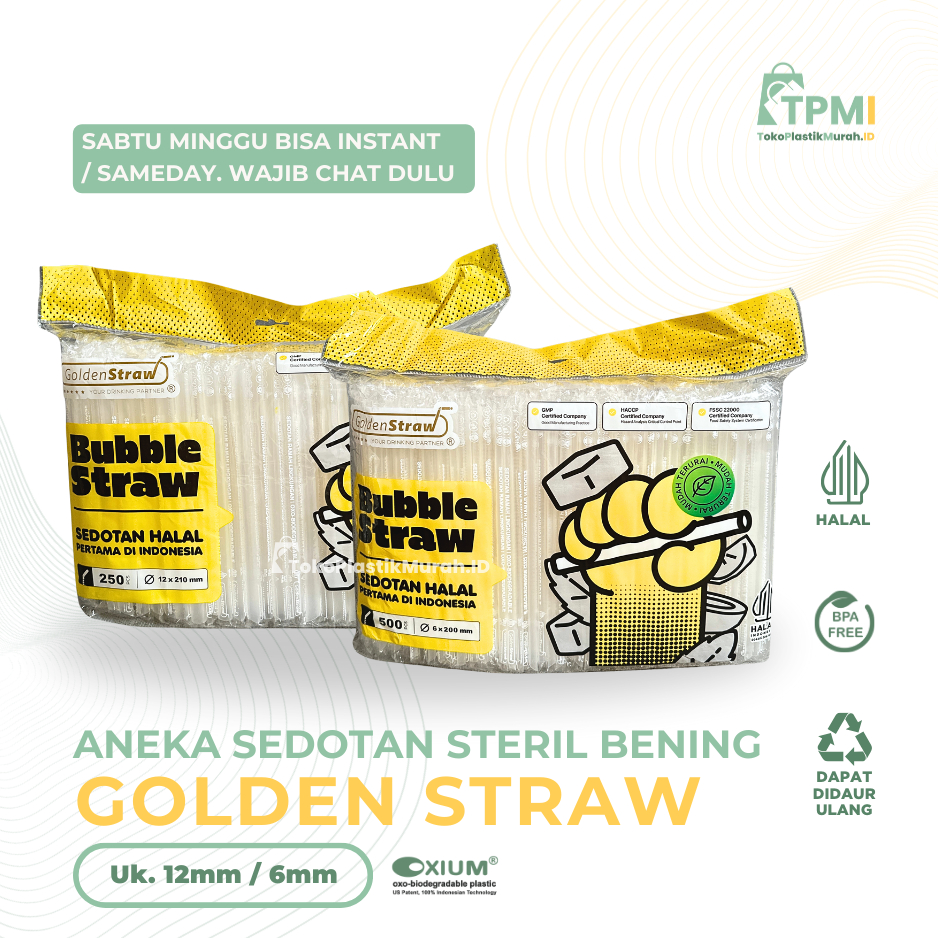 [BISA INSTANT] SEDOTAN STERIL BENING GOLDEN STRAW | SEDOTAN BOBA | SEDOTAN 6mm | SEDOTAN BENING