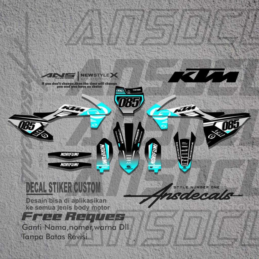 DECAL KTM 85/KTM 250 FULL BODY STIKER MOTOR KTM 85/250 FREE REQUEST