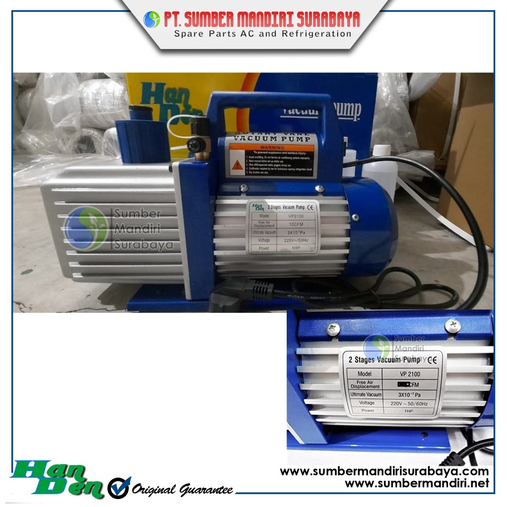 VACUUM PUMP HANDEN VP 2100 - 1 PK (TWO STAGE)