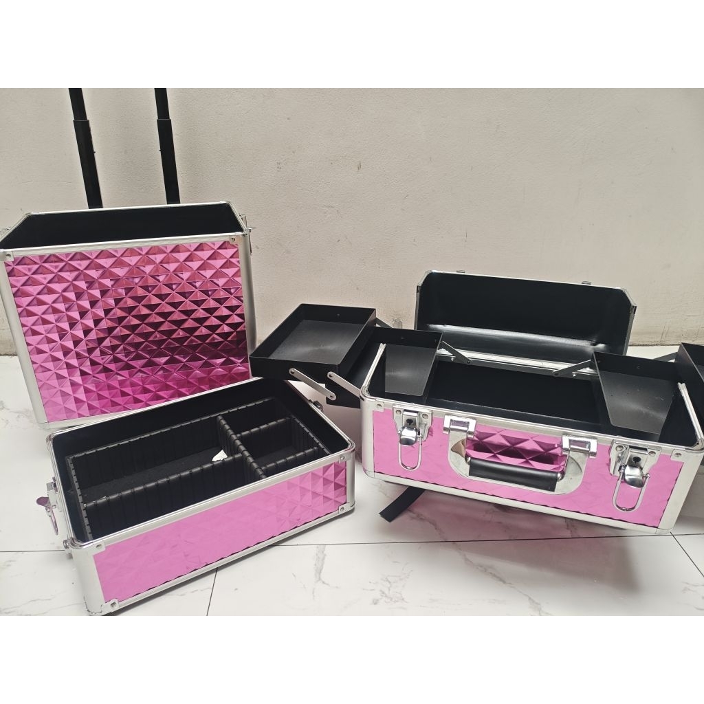 ADA MINUS  6200A / KOPER 3 SUSUN PINK /KOPER MAKEUP SUSUN 3/ TEMPAT MAKEUP KOPER / KOPER MAKEUP BERO