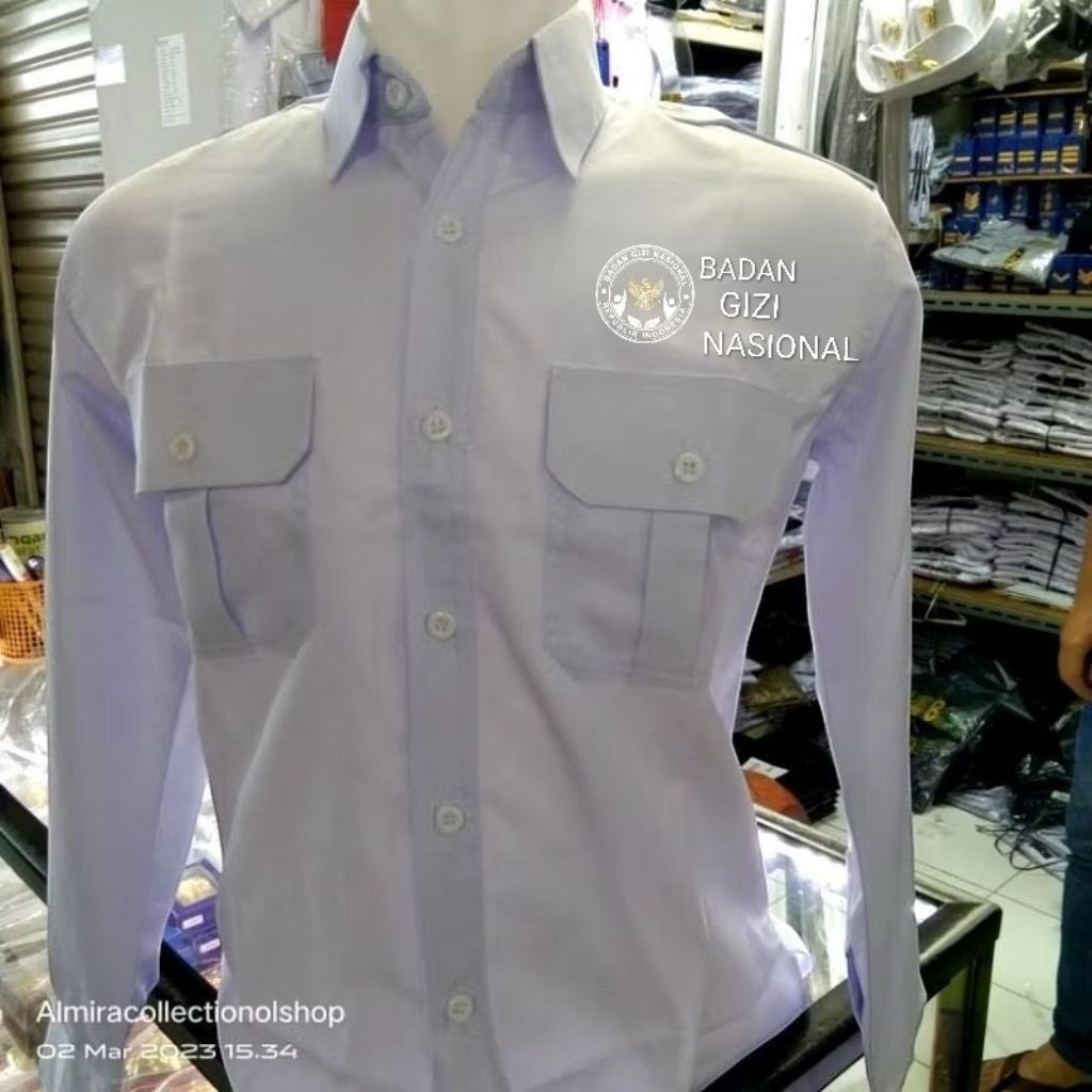 kemeja BGN bordir timbul seragam BGN bordir timbul baju BGN bordir timbul