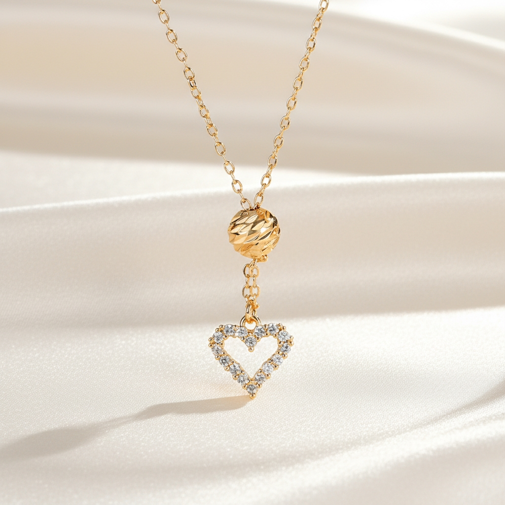 Lanme Jewelry Kalung Manik Manik Aesthetic Love Crystal Model Terbaru Kalung Titanium Wanita Anti Ka