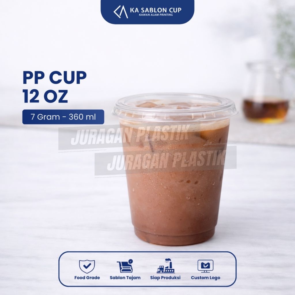 PP CUP 12OZ  (Cup Plastik / Gelas Plastik) Bahan Tebal
