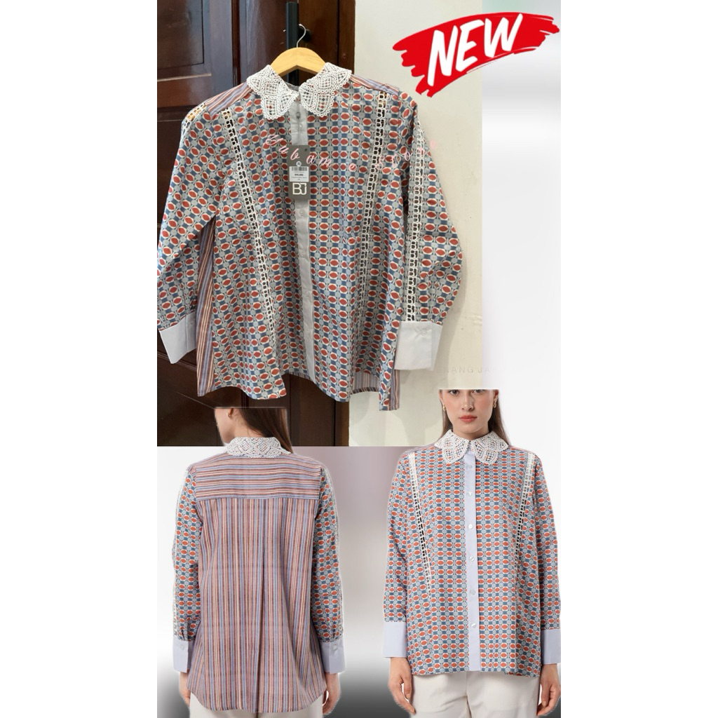 Benang Jarum Chainerie Yoke Shirt - Azurite size XS