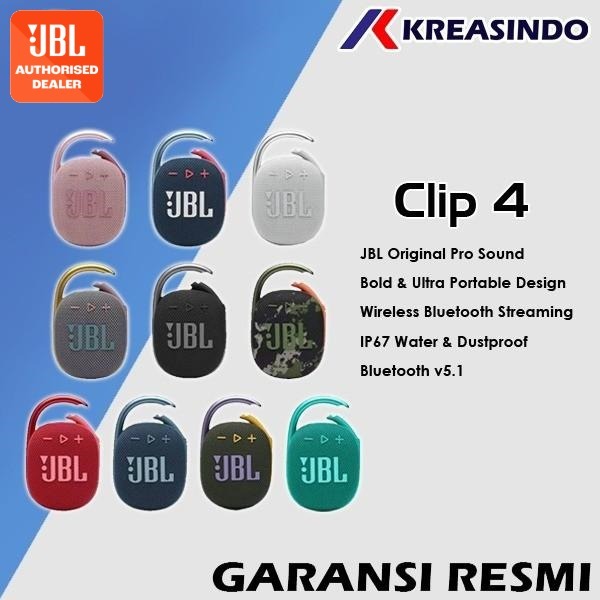JBL CLIP 4 / CLIP4 Portable Waterproof Speaker Garansi Resmi