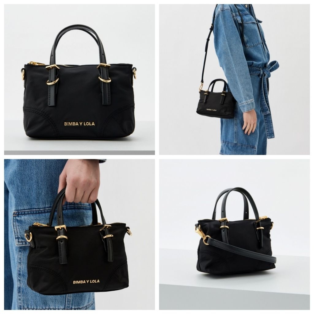 BYLB002 Tas Nylon Mini Top Handle Bimba Shopper Y Lola Crossbody Bag with Long Strap
