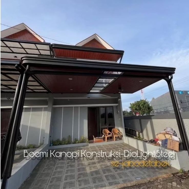 Kanopi plafon pvc atap upvc rangka hollow 4x6 4x8 dan tiang 5x10