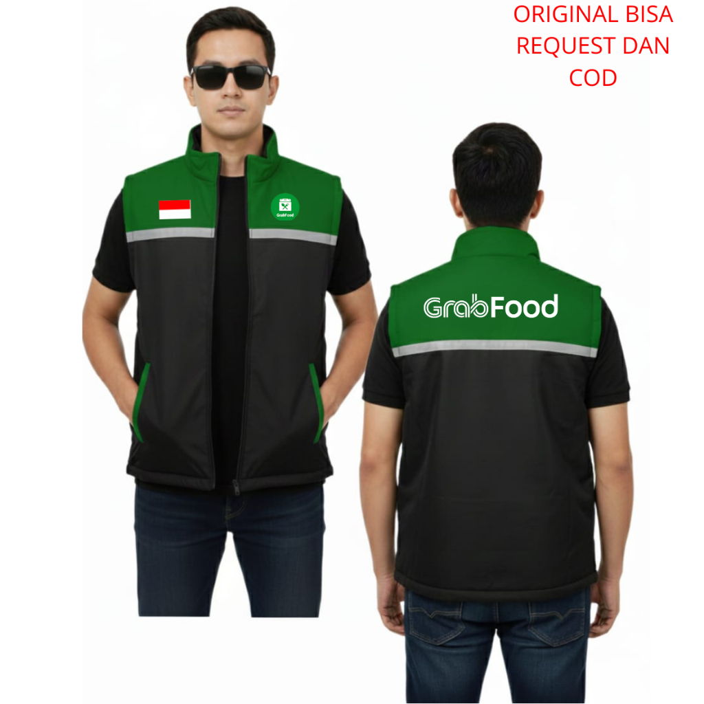 Termurah  Rompi Hiking Outdoor Pria Grab Terbaru Premium Grabbike GrabFood Terbaru 2026 Ready Ukuran