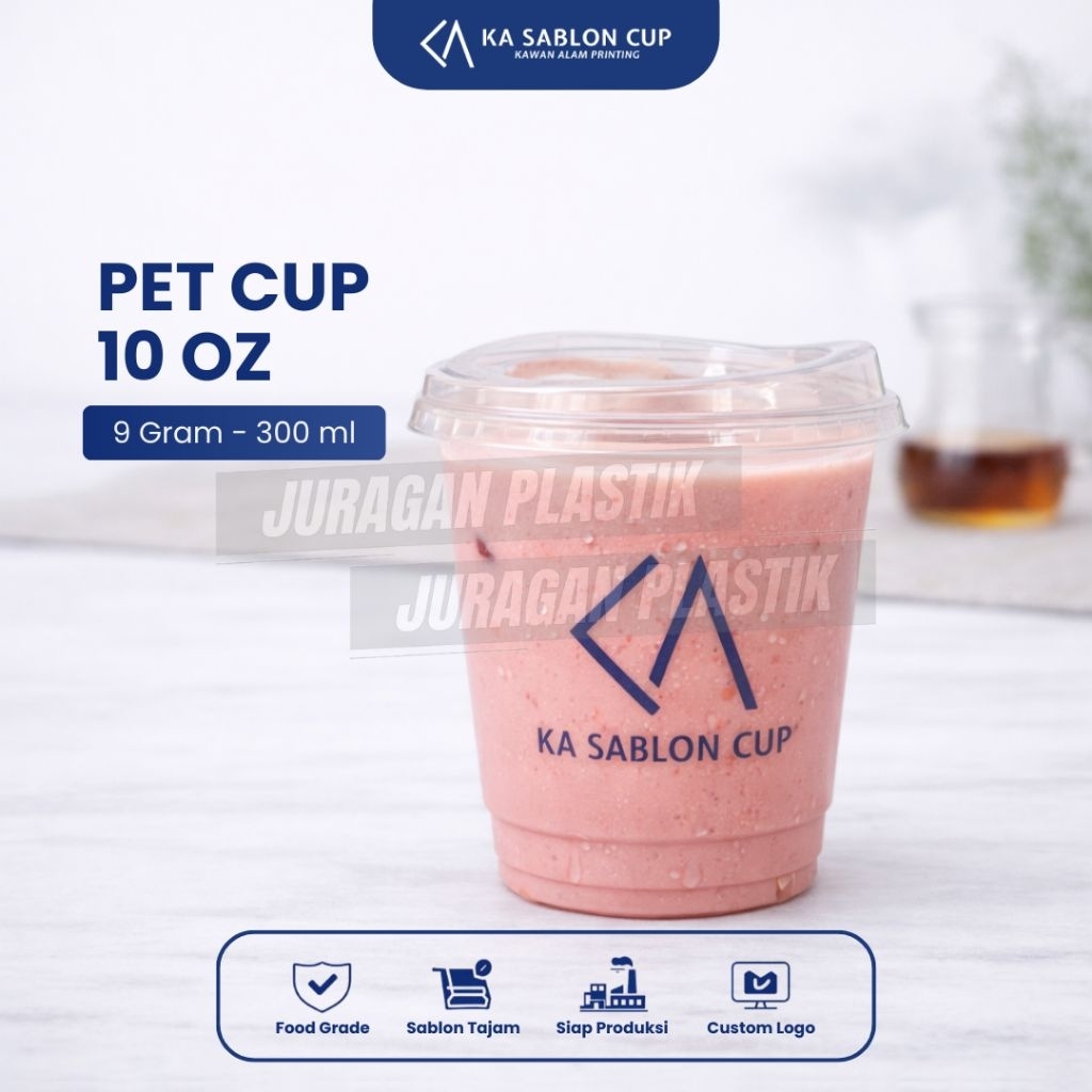 PET CUP 10OZ  (Cup Plastik / Gelas Plastik) Bahan Tebal