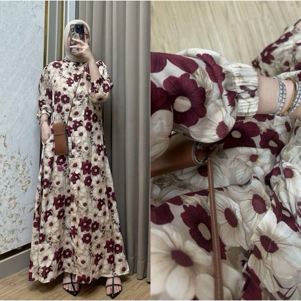 MAYZA DRESS RAYON TANGAN KERUT BY ENBE STORE