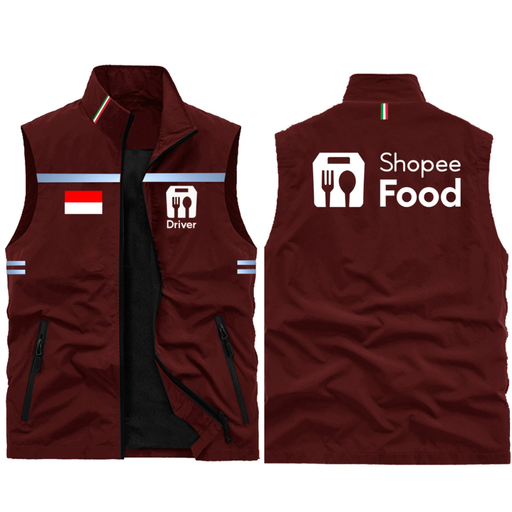 Rompi Shopee Driver Rompi Keren Bisa Custom Food Putih / jakey Rompi Outdor Skotlet Terbaru,Murah - 