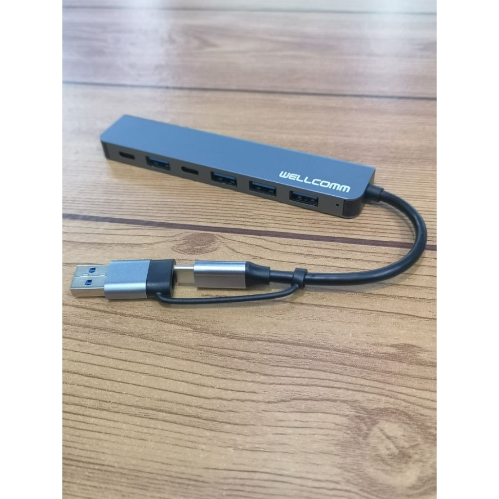 Adapter Multi Port 7 in 1 Wellcomm 5X USB A 2X USB C Original