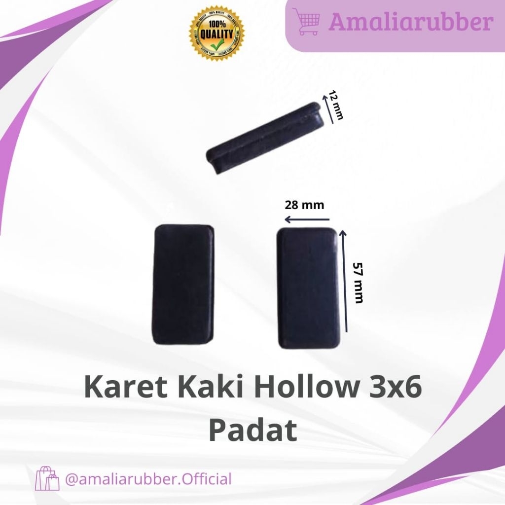 Karet Kaki Hollow 3x6 Padat Kaki Kursi Meja / Rak/ Besi Hollow