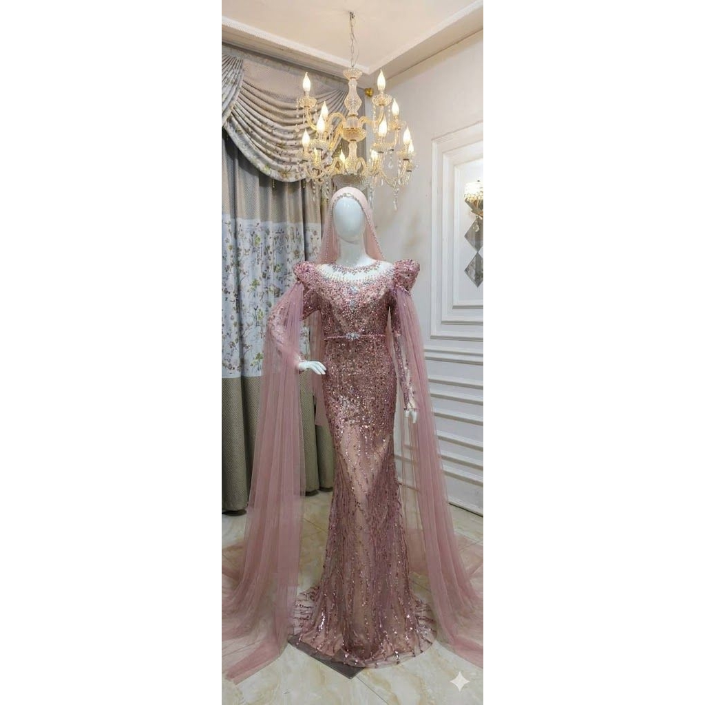 Gaun Pengantin Rose Gold