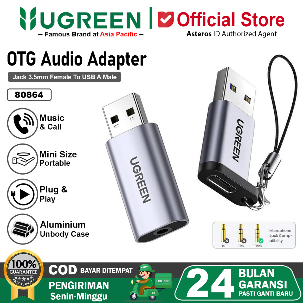 UGREEN Audio Adapter USB To Jack 3.5mm Sound Card External Audio Stereo