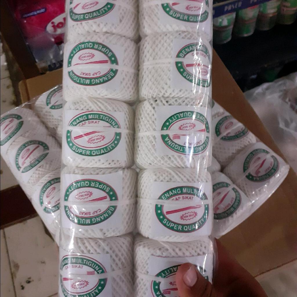 Benang Putih CAP SIKAT isi 10 roll / benang rami/benang bangunan / benang rajut