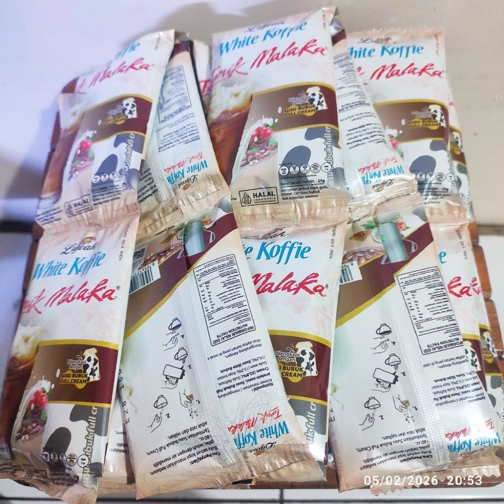 Kopi Luwak White Koffie Teh Tarik Malaka 10x25gr (Renceng) - Rasa Luwak, Susu Terpisah