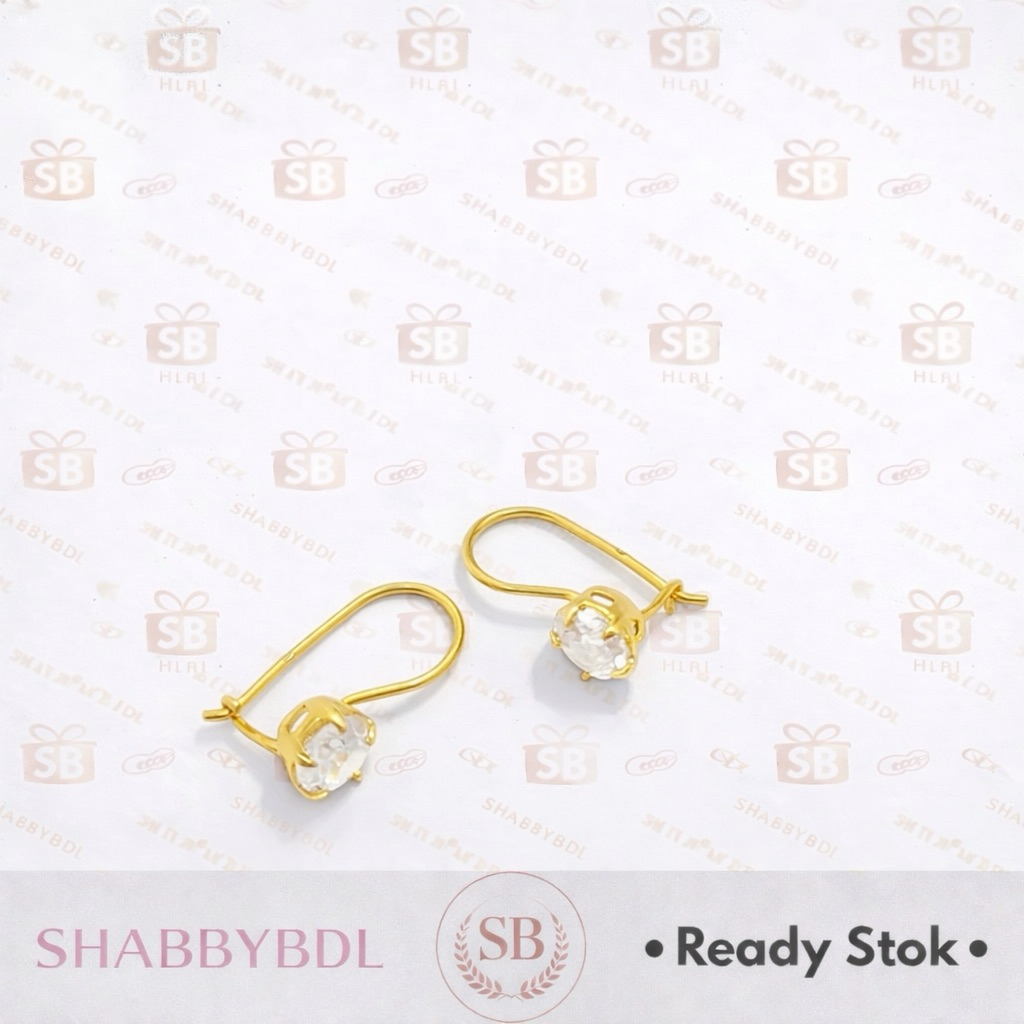 Anting daisy emas asli emas muda